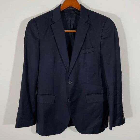 Hugo Boss Super 100s Johnstons Lenon Virginwool Blazer Mens Size 38R Black Reda - Picture 1 of 11